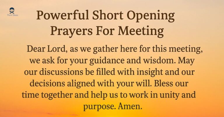 Powerful Short Opening Prayers For Meeting
